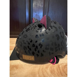 Krash Kids Helmet with Cat Ear Design and Leopard Print 54-58 cm